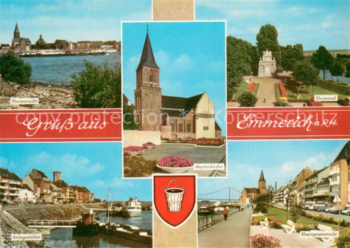 Emmerich Rhein Rheinansicht Martinikirche Ehrenmal Anlegestellen Rheinpromenade