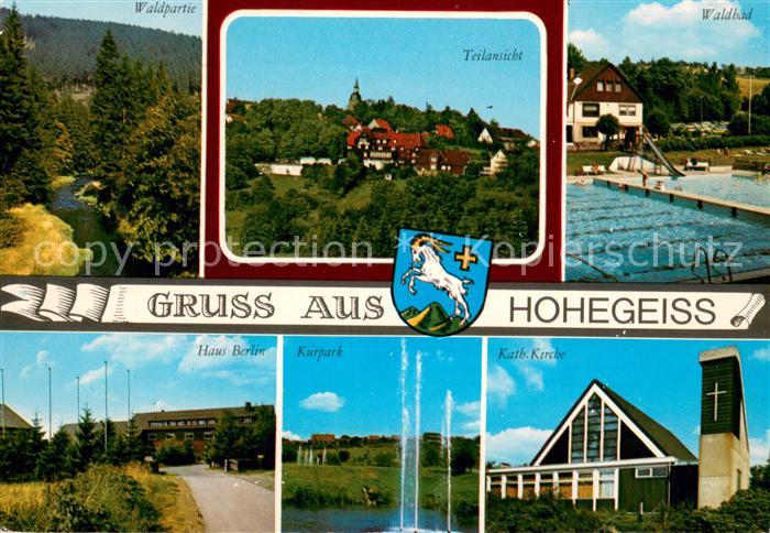 Hohegeiss Harz Waldpartie Teilansicht Waldbad Haus Berlin Kurpark Kath Kirche