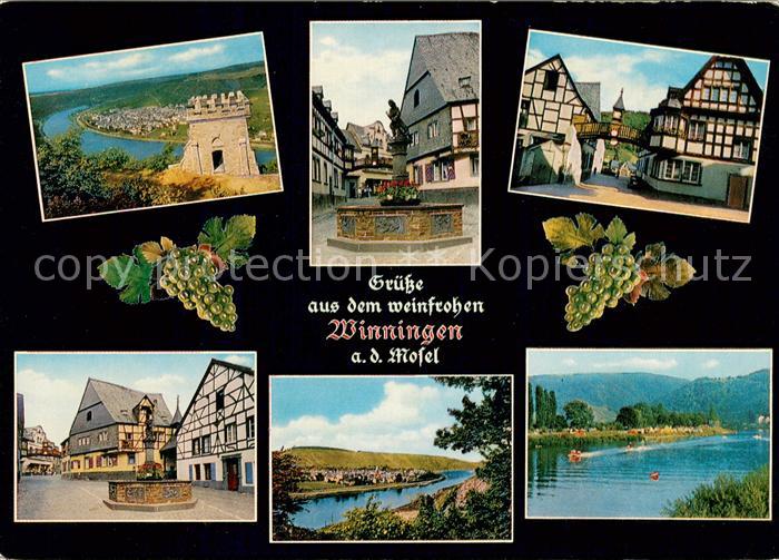 Winningen Mosel Fliegeraufnahme Weinhexenbrunnen Fachwerkhaeuser Panorama Moselp