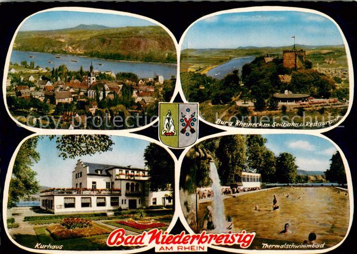 Bad Niederbreisig Panorama Burg Rheineck mit Seilbahn und Restaurant Kurhaus The