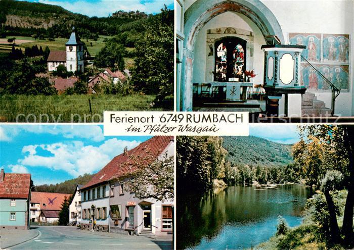 Rumbach Rheinland-Pfalz Wehrkirche Fresken Ortspartie Brauntalweiher