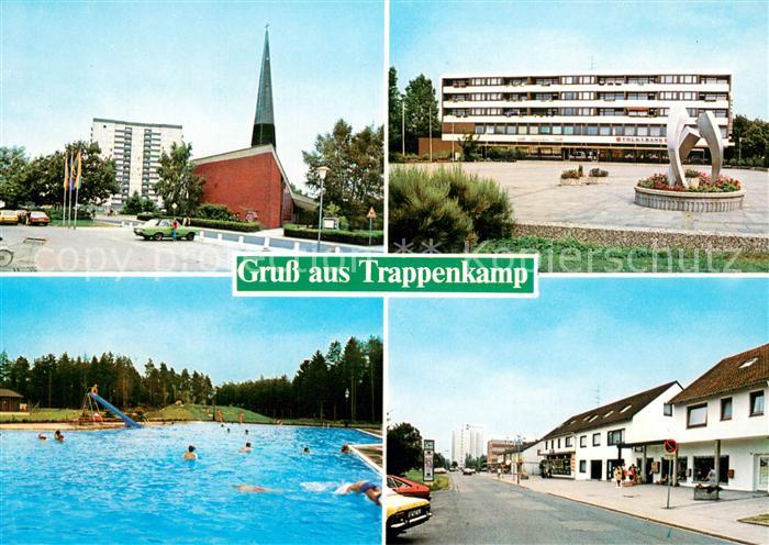Trappenkamp Kirche Volksbank Freibad Strassenpartie