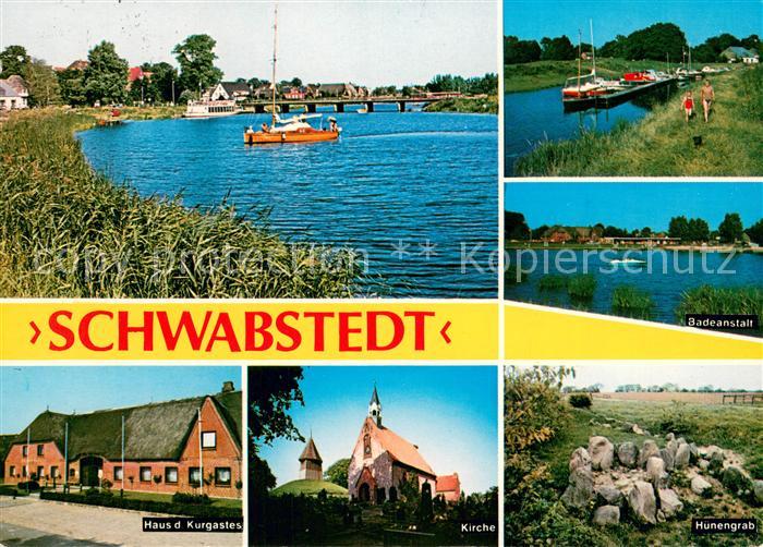 Schwabstedt Treenepartien Badeanstalt Haus des Kurgastes Kirche Huenengrab