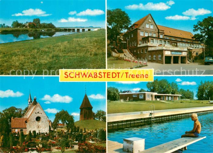 Schwabstedt Treenepartie Kirche Schwimmbad Hotel zur Treene