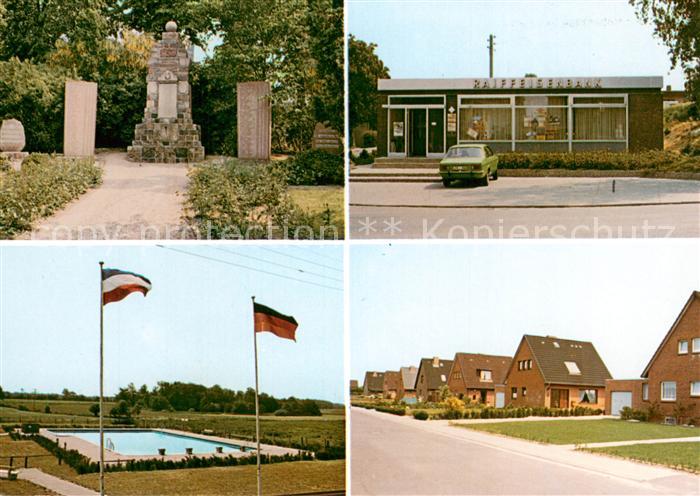 Hohenaspe Parkeingang Raiffeisenbank Schwimmbad Wohnsiedlung