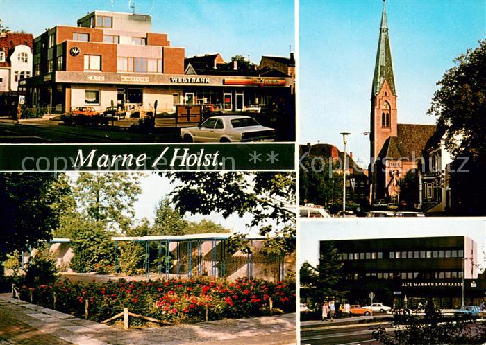 Marne Holstein Westbank Kirche Sparkasse Rosengarten