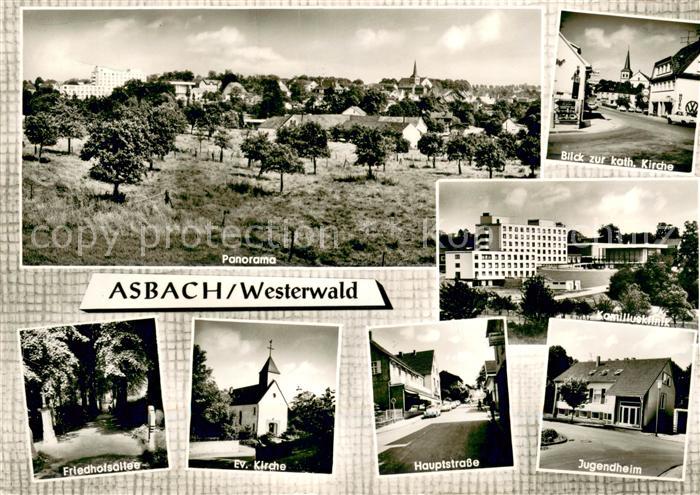 Asbach Westerwald Panorama Kath Kirche Kamillusklinik Friedhofsallee Ev Kirche H