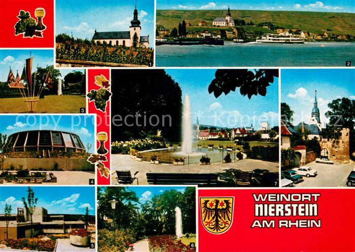 Nierstein Rhein St Kilians Kirche Rheinpartie Parkanlagen Sporthalle Realschule