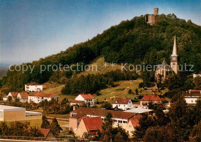 Hohenecken Ortsansicht mit Kirche und Burg