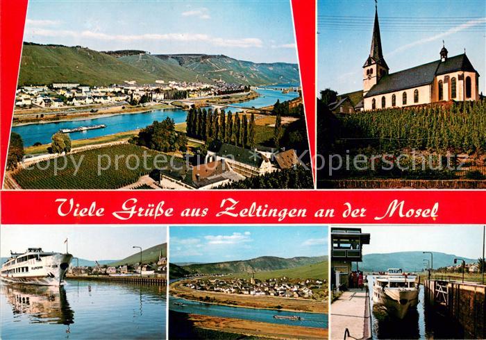Zeltingen Mosel Fliegeraufnahme Kirche Moselpartien Ausflugsdampfer Schleuse