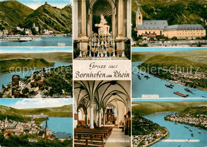 Bornhofen Kamp Panorama Liebenstein und Sterrenburg Kamp Gnadenbild Kirchen Inne