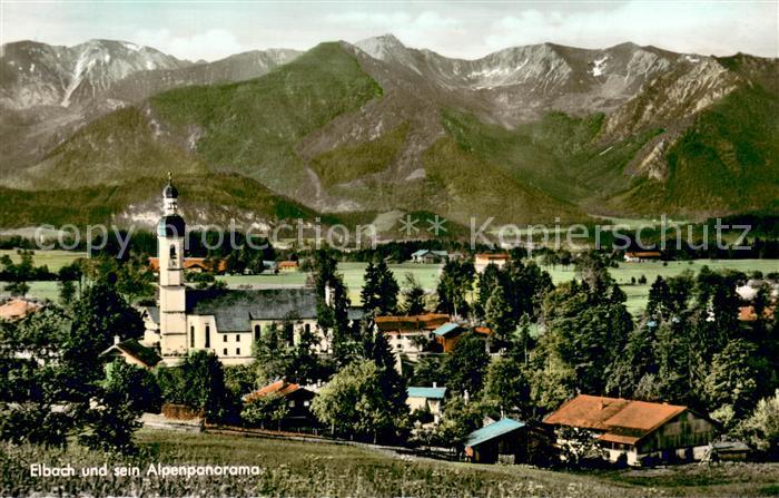 Elbach Miesbach Ortsansicht mit Alpen