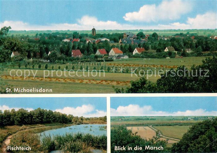 St Michaelisdonn Panorama Fischteich Blick in die Marsch