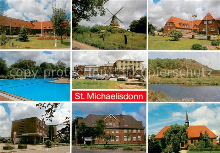 St Michaelisdonn Muehle Gutshaus Schwimmbad Panorama Sparkasse Restaurant St Mic