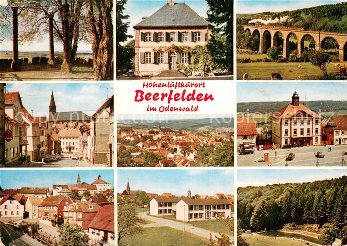 Beerfelden Odenwald Orts und Teilansichten Rathaus Viadukt Fliegeraufnahme