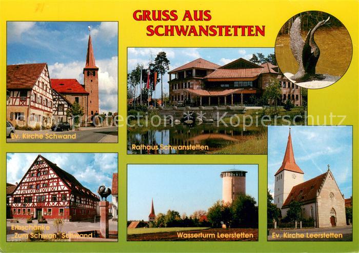 Schwanstetten Ev Kirche Schwand Rathaus Erbschaenke Zum Schwan Wasserturm mit ev