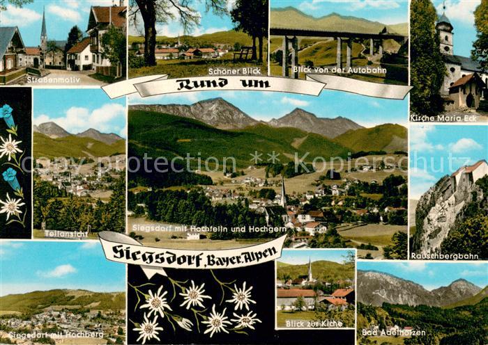 Siegsdorf Oberbayern Strassenpartie Autobahnblick Kirche Maria Eck Fliegeraufnah