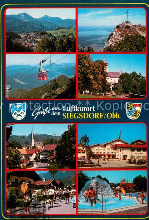 Siegsdorf Oberbayern Panorama Gipfelkreuz Schwebebahn Kirche Ortspartie Trachten
