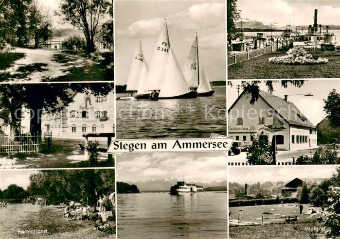 Stegen Ammersee Gasthof Schreyegg Badestrand Segelboote Gaststaette Fischer am S