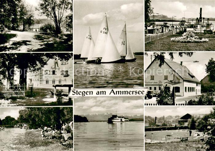Stegen Ammersee Gasthof Schreyegg Badestrand Segelboote Gaststaette Fischer am S