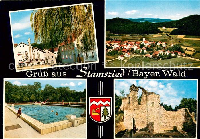 Stamsried Ortsmotiv Panorama Schwimmbad Burgruine