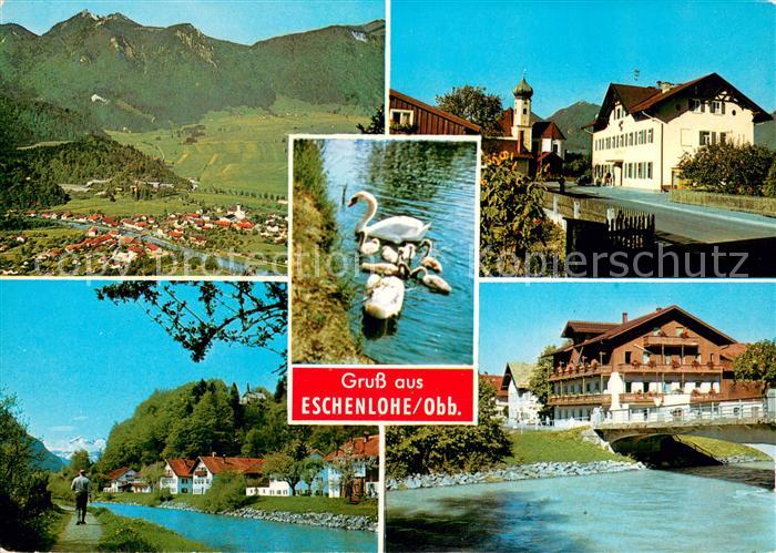 Eschenlohe Fliegeraufnahme Schwanenteich Ortspartien Hotel