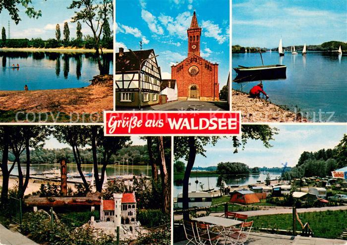 Waldsee Pfalz Seepartien Kirche Campingplatz