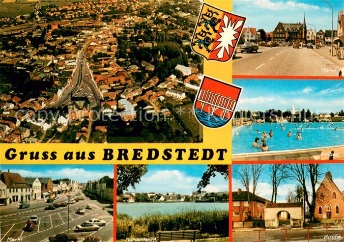 Bredstedt Fliegeraufnahme Marktpartien Muehlenteich Kirche