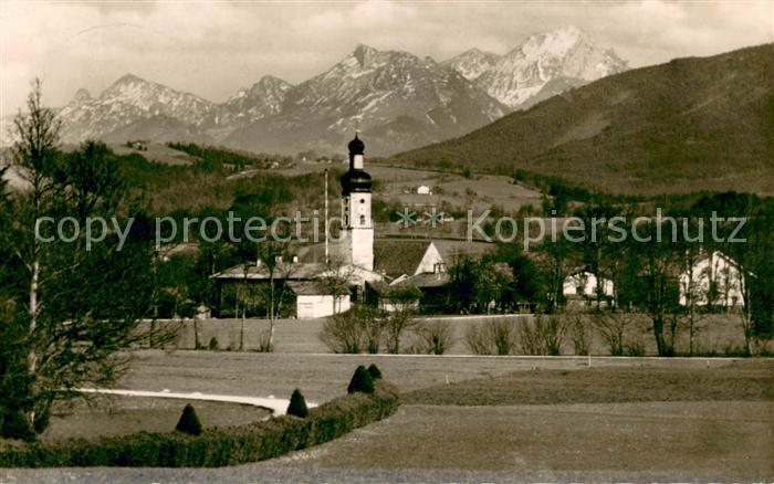Wall Miesbach Ortsansicht mit Kirche Alpen