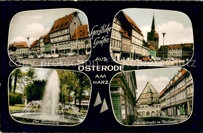 Osterode Harz Kornmarkt Kurpark Springbrunnen Rathaus