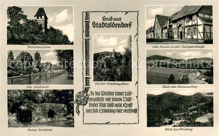 Stadtoldendorf Foersterbergturm Promenade am Stadtteich Ruine Homburg Klostern A
