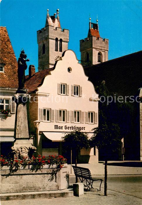 Wertingen Marktplatz Brunnen Kirchtuerme