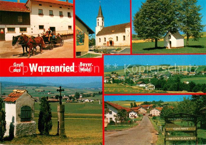 Warzenried Pferdekutsche Bildstock Kapelle Kirche Panorama Bayerischer Wald