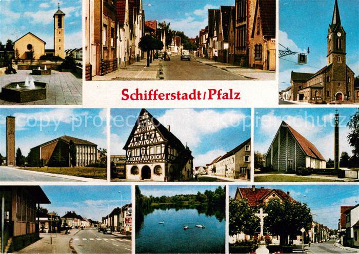 Schifferstadt Motive Innenstadt Kirche Fachwerkhaus Schwanenteich