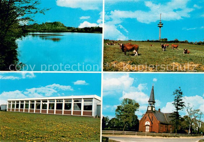 Hennstedt Itzehoe Partie am See Viehweide Kuehe Sender Kirche Schule