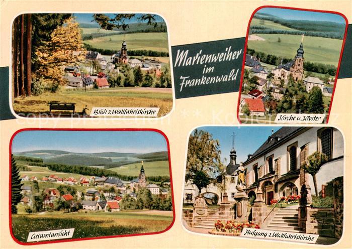 Marienweiher Blick zur Wallfahrtskirche Kloster Gesamtansicht