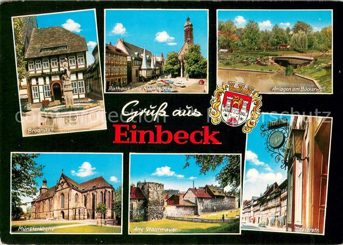 Einbeck Niedersachsen Historische Gebaeude Altstadt Brohaus Rathaus Marktkirche