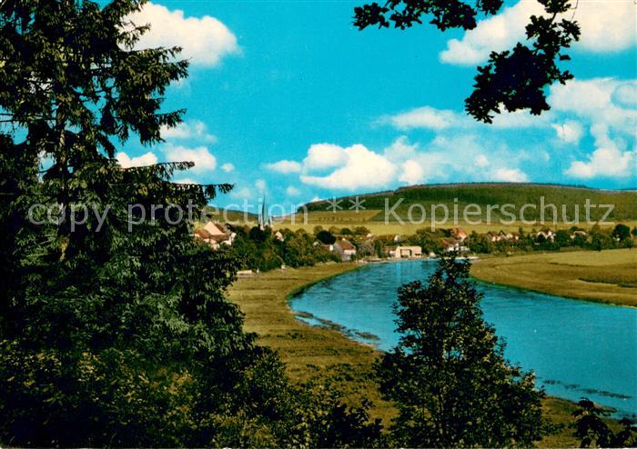 Bodenfelde Sommerfrische Weserbergland Panorama Blick ueber die Weser