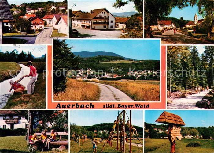 Auerbach Niederbayern Ortsansichten Waldpartie Bachlauf Kinderspielplatz Panoram