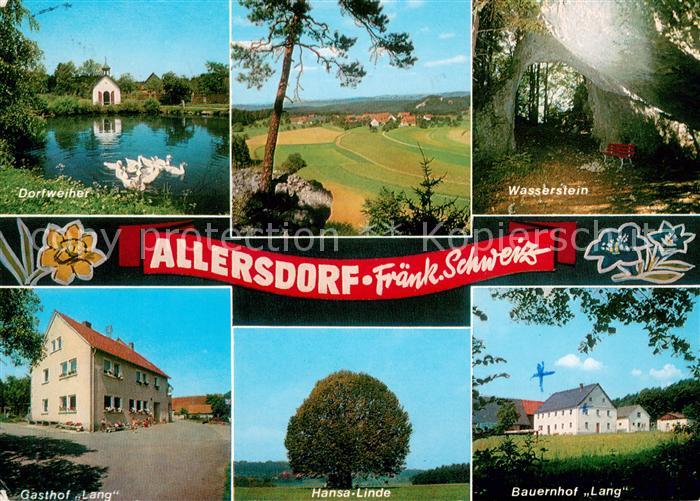 Allersdorf Forchheim Dorfweiher Gasthof Wasserstein Urlaub auf dem Bauernhof Han