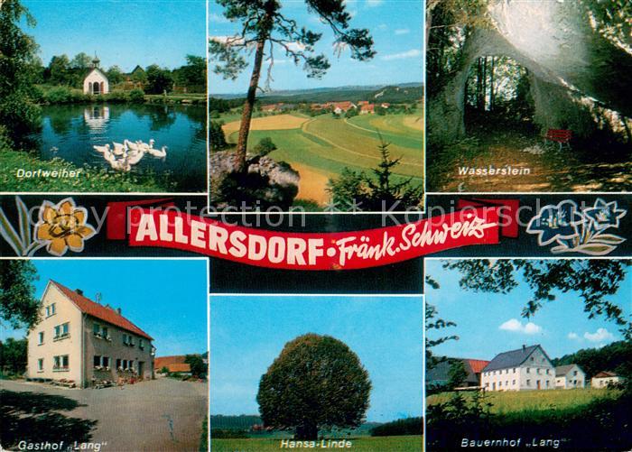 Allersdorf Forchheim Dorfweiher Gasthof Wasserstein Urlaub auf dem Bauernhof Han