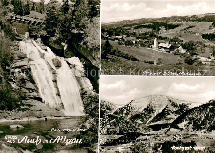 Aach Oberstaufen Weissachfall Wasserfall Gesamtansicht Hochgrat Alpenpanorama Al