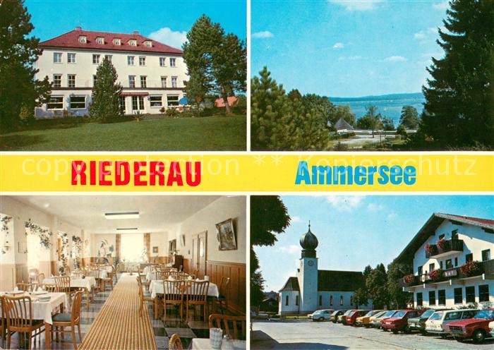 Riederau Genesungsheim Restaurant Motiv mit Kirche Parkanlagen