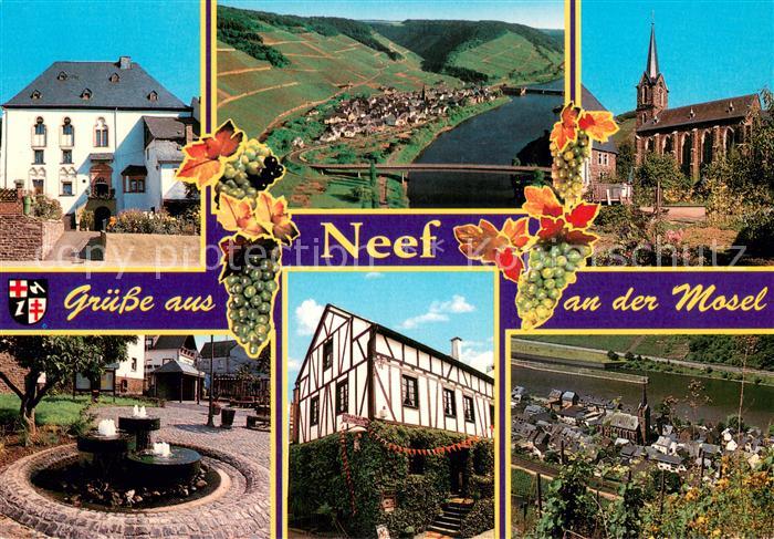 Neef Panorama Moseltal Altstadt Kirche Brunnen Fachwerkhaus