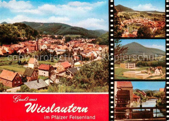 Wieslautern Pfalz Panorama Pfaelzer Felsenland Wasserrad Partie an der Lauter