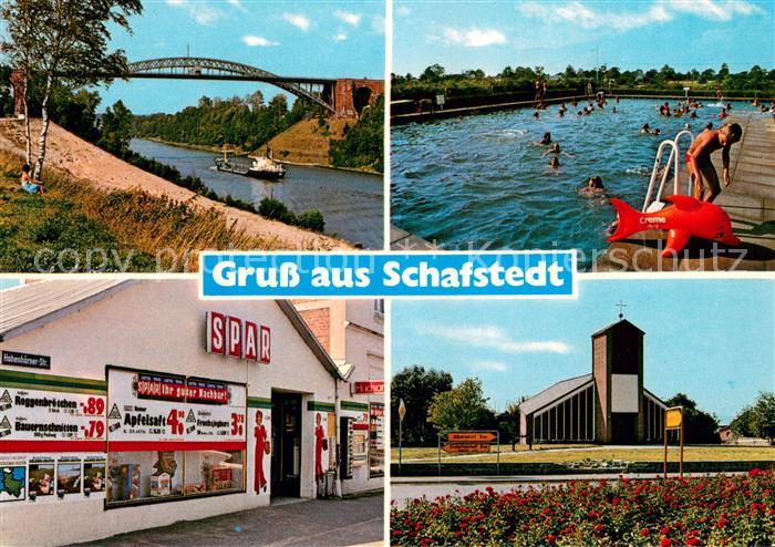 Schafstedt SPAR Markt Kirche Freibad Nord-Ostsee-Kanal Bruecke