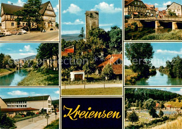 Kreiensen Teilansichten Burgturm Landschaftspanorama Partie an der Gande Freibad