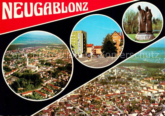 Neugablonz Stadtzentrum Denkmal Statuen Fliegeraufnahmen