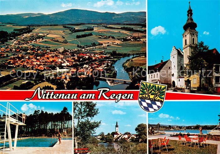 Nittenau Ortsansichten Kirche Freibad Fliegeraufnahme