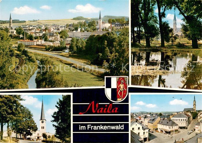 Naila Stadtpanorama Teich Motiv mit Kirche